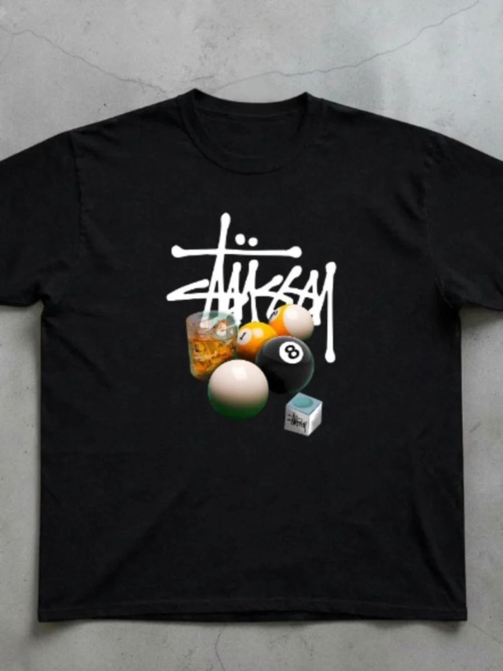Black Billiards Pattern Printed T-shirt